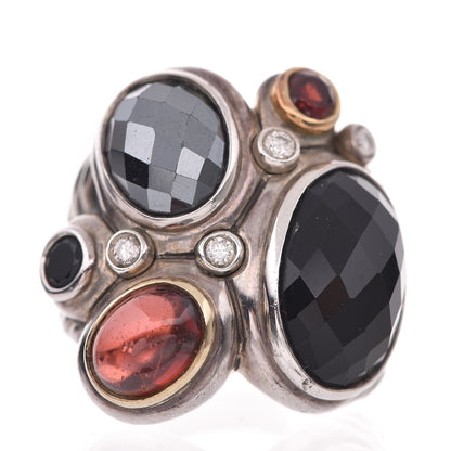 David Yurman Sterling Silver Black Onyx Hematine Garnet Diamond Mosaic Ring 6 51.9 1 of 5