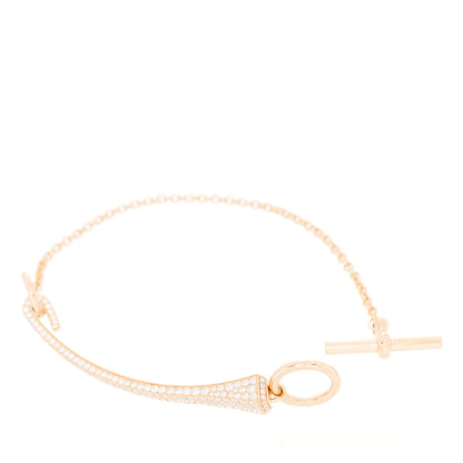 Hermes 18K Rose Gold Diamond Clou de Forge Bracelet XS 3 of 6