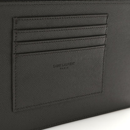 Saint Laurent Grain De Poudre Chevron Monogram Large Bill Pouch Pebble 8 of 8