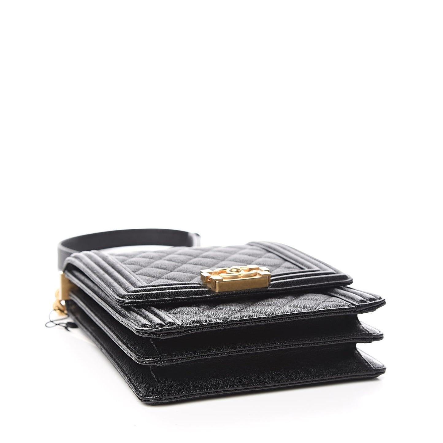Caviar Quilted North South Boy Flap Black