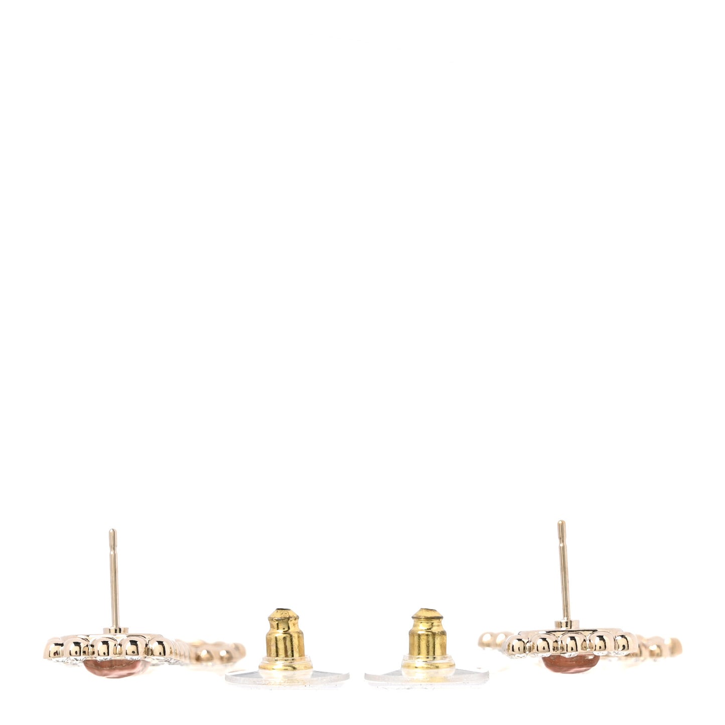 Crystal Pearl CC Drop Earrings Pink Gold