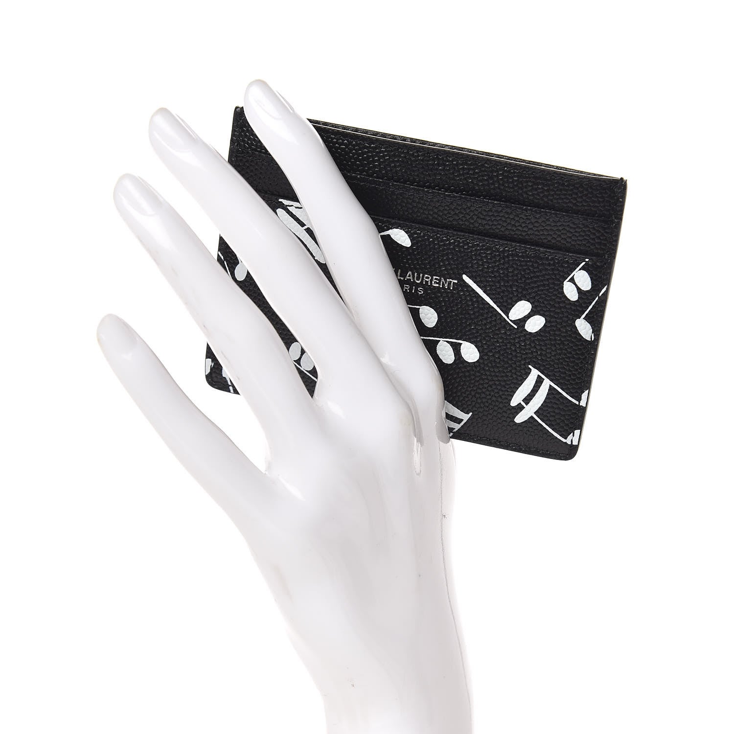 Saint Laurent Grain de Poudre Musical Notes Credit Card Case Black 2 of 8