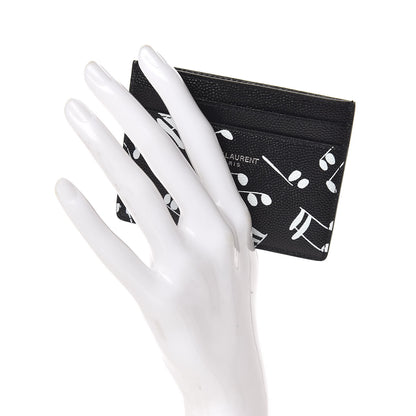 Saint Laurent Grain de Poudre Musical Notes Credit Card Case Black 2 of 8