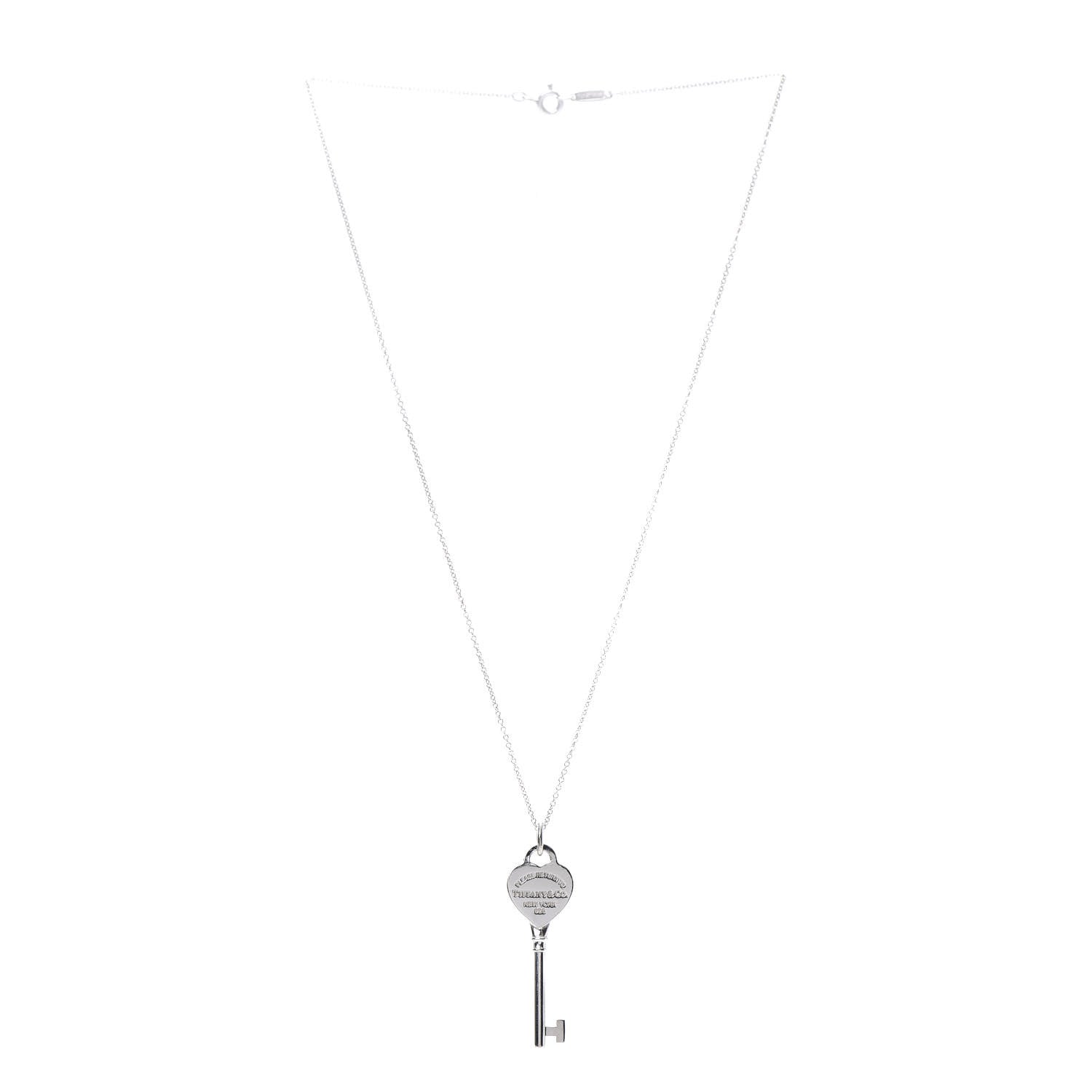 Tiffany Sterling Silver Return to Tiffany Heart Key Pendant Necklace 3 of 7