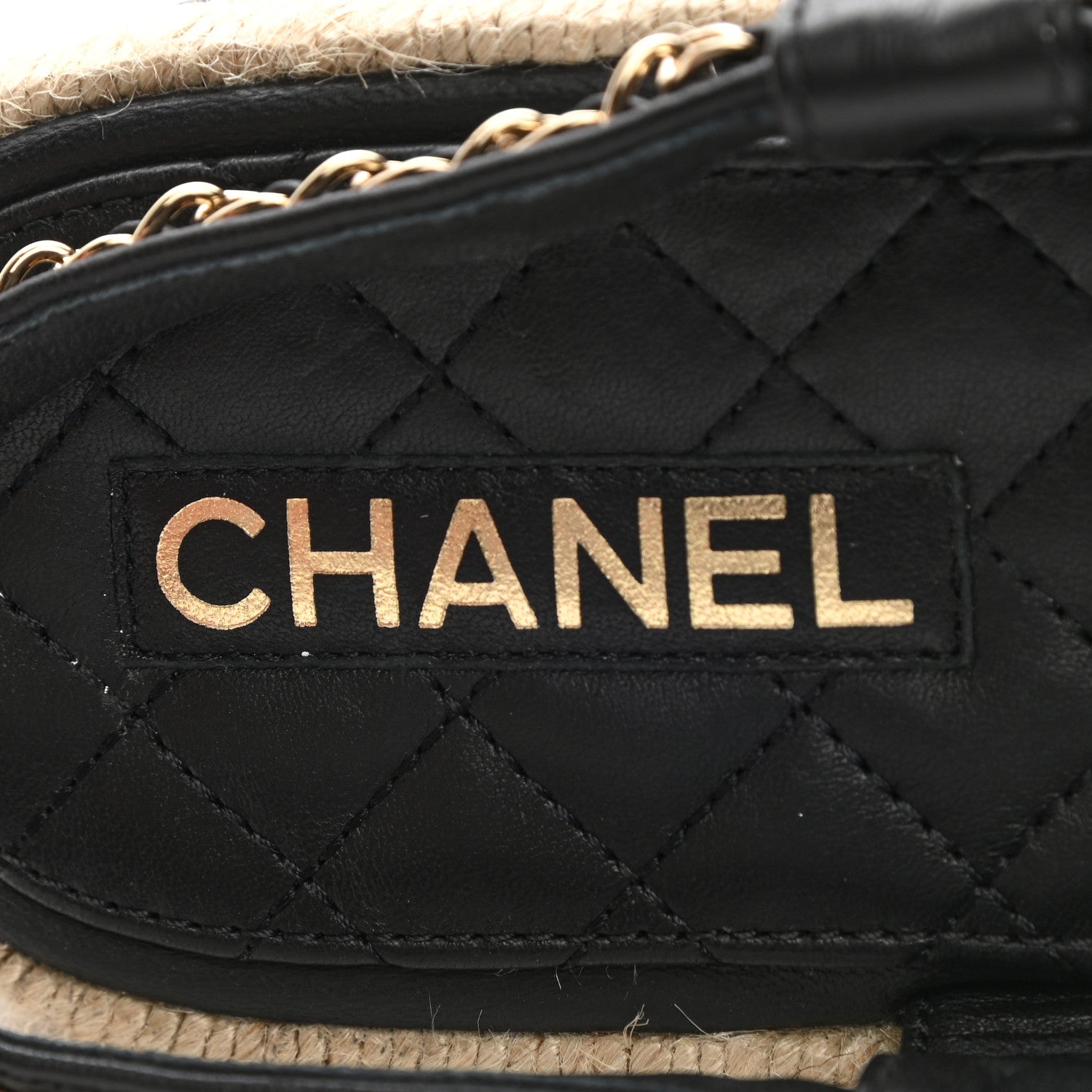 Chanel Lambskin Chain CC Thong Espadrille Sandals 39 Black 7 of 11