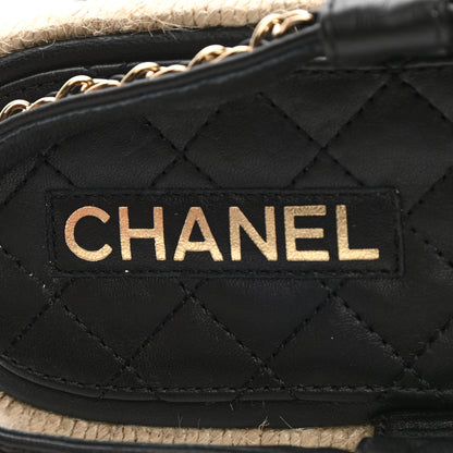 Chanel Lambskin Chain CC Thong Espadrille Sandals 39 Black 7 of 11