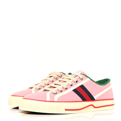 Gucci Canvas Web Womens 1977 Tennis Sneakers 39 Wild Rose Mystic White 3 of 7