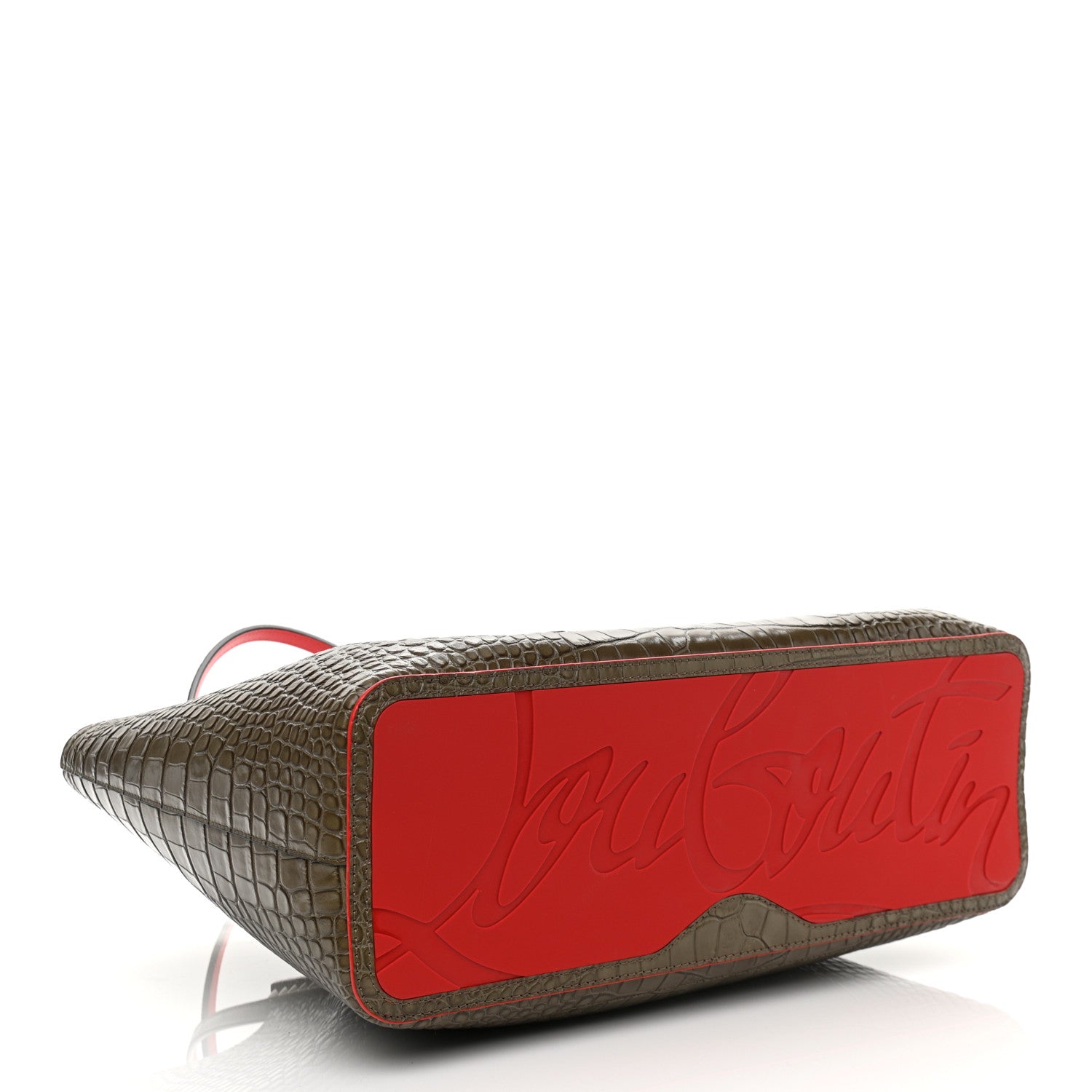 Christian Louboutin Crocodile Embossed Calfskin Spiked Large Cabarock Shopper Tote Silex 4 of 9
