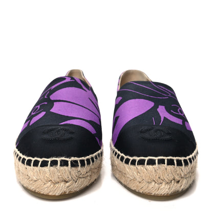 Chanel Cotton Grosgrain CC Printed Espadrilles 38 Purple Black 2 of 11