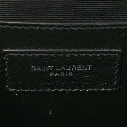 Saint Laurent Grain De Poudre Textured Mixed Matelasse Triquilt Medium Monogram Satchel Black 6 of 9