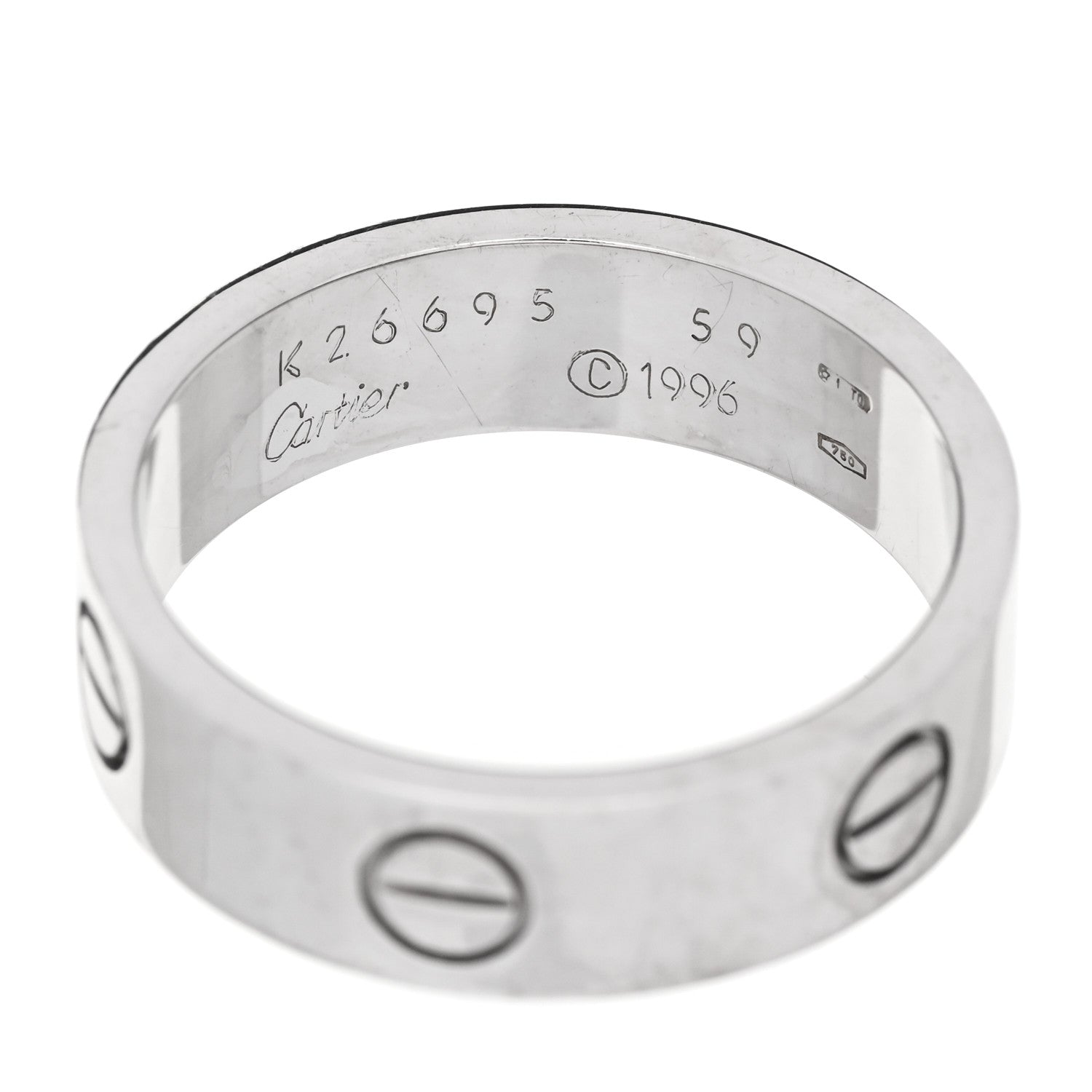Cartier 18K White Gold 5.5mm LOVE Ring 59 8.75 4 of 4