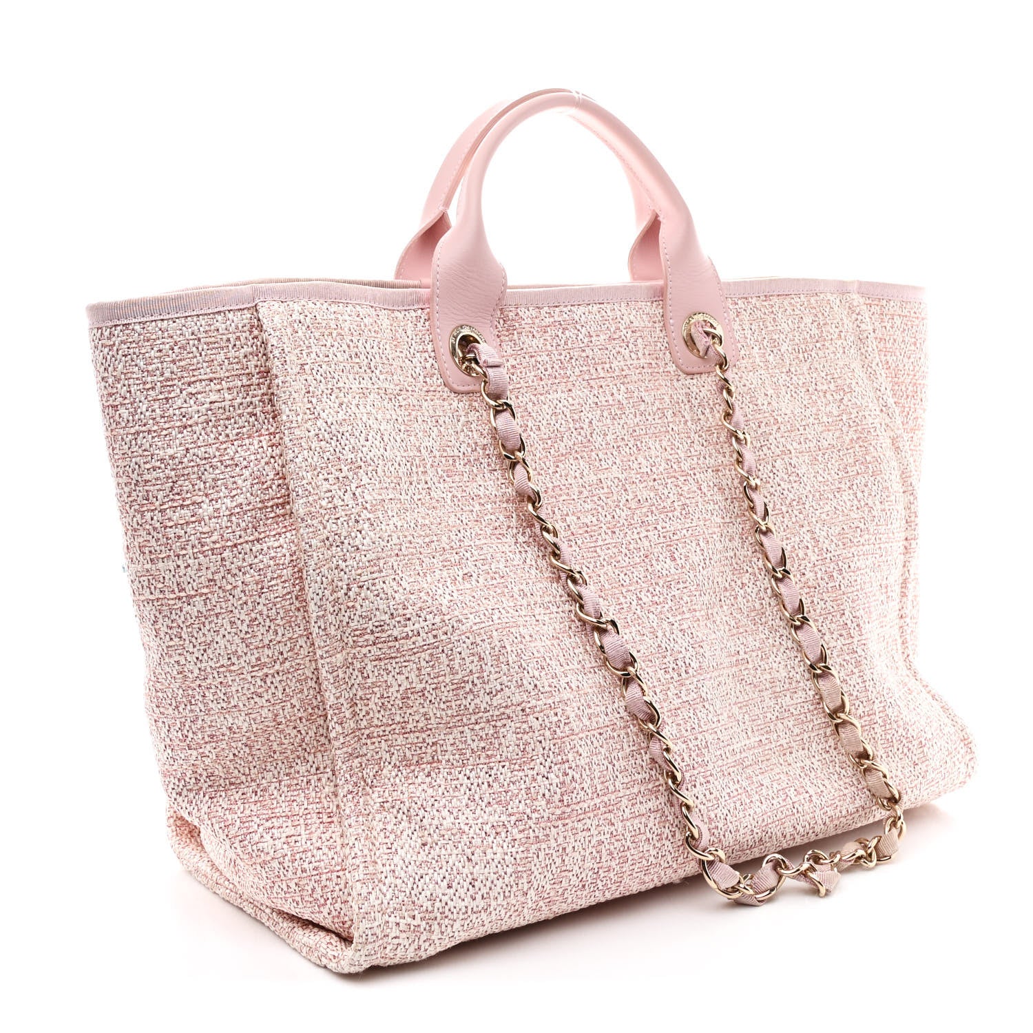Chanel Lurex Boucle Deauville Medium Tote Pink 3 of 11