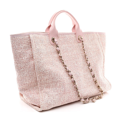 Chanel Lurex Boucle Deauville Medium Tote Pink 3 of 11