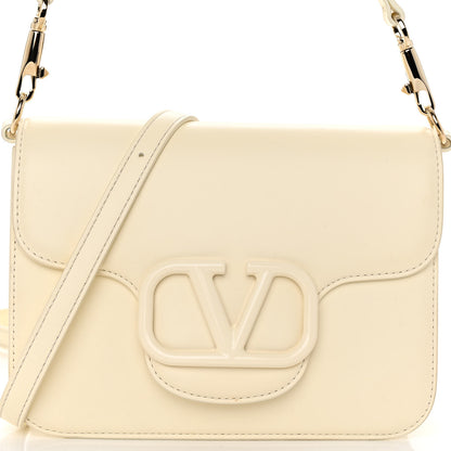Valentino Garavani Calfskin Enamel VLogo Loco Flap Shoulder Bag Ivory 7 of 10