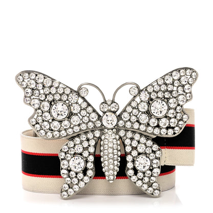 Gucci Jacquard Crystal Stripe Butterfly Belt 95 38 White 1 of 4