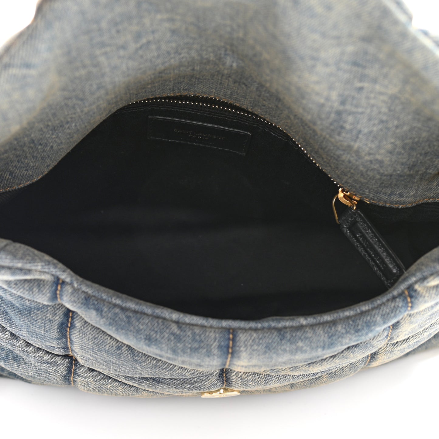 Denim Quilted Small Loulou Puffer Monogram Chain Satchel Blue Cinnamon