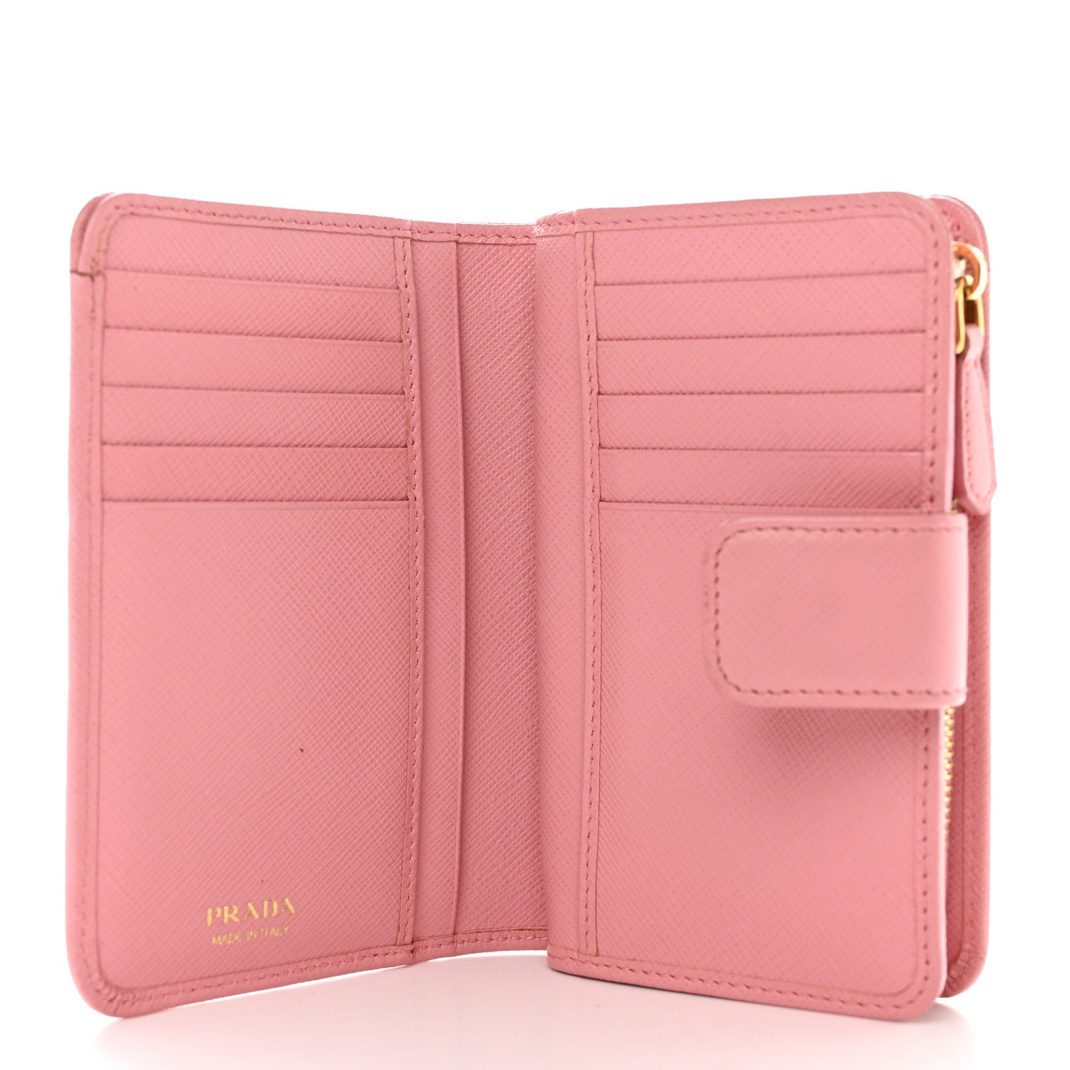 Prada Saffiano Metal Compact Wallet Peonia Petalo 5 of 11