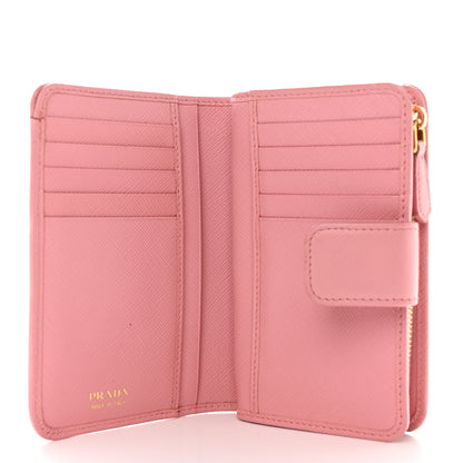 Prada Saffiano Metal Compact Wallet Peonia Petalo 5 of 11
