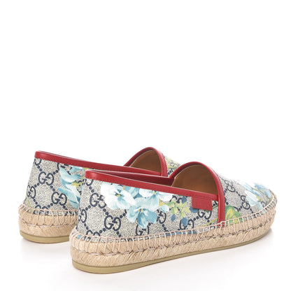 Gucci GG Supreme Monogram Blooms Espadrilles 35 Beige Blue Navy Hibiscus Red 4 of 9
