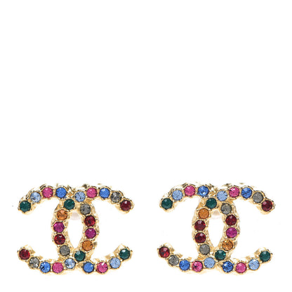 Chanel Crystal CC Earrings Gold Multicolor 1 of 5