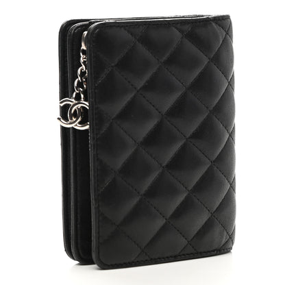 Chanel Lambskin Quilted Zip Around Coin Purse Wallet Black 3 of 9