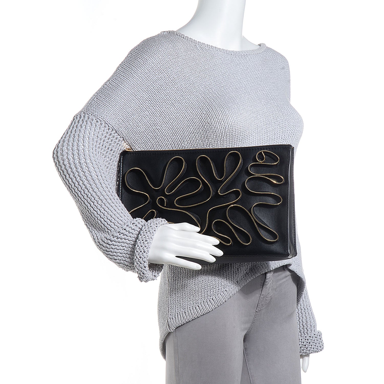 Stella McCartney Faux Nappa Cavendish Zipper Clutch Black 2 of 9