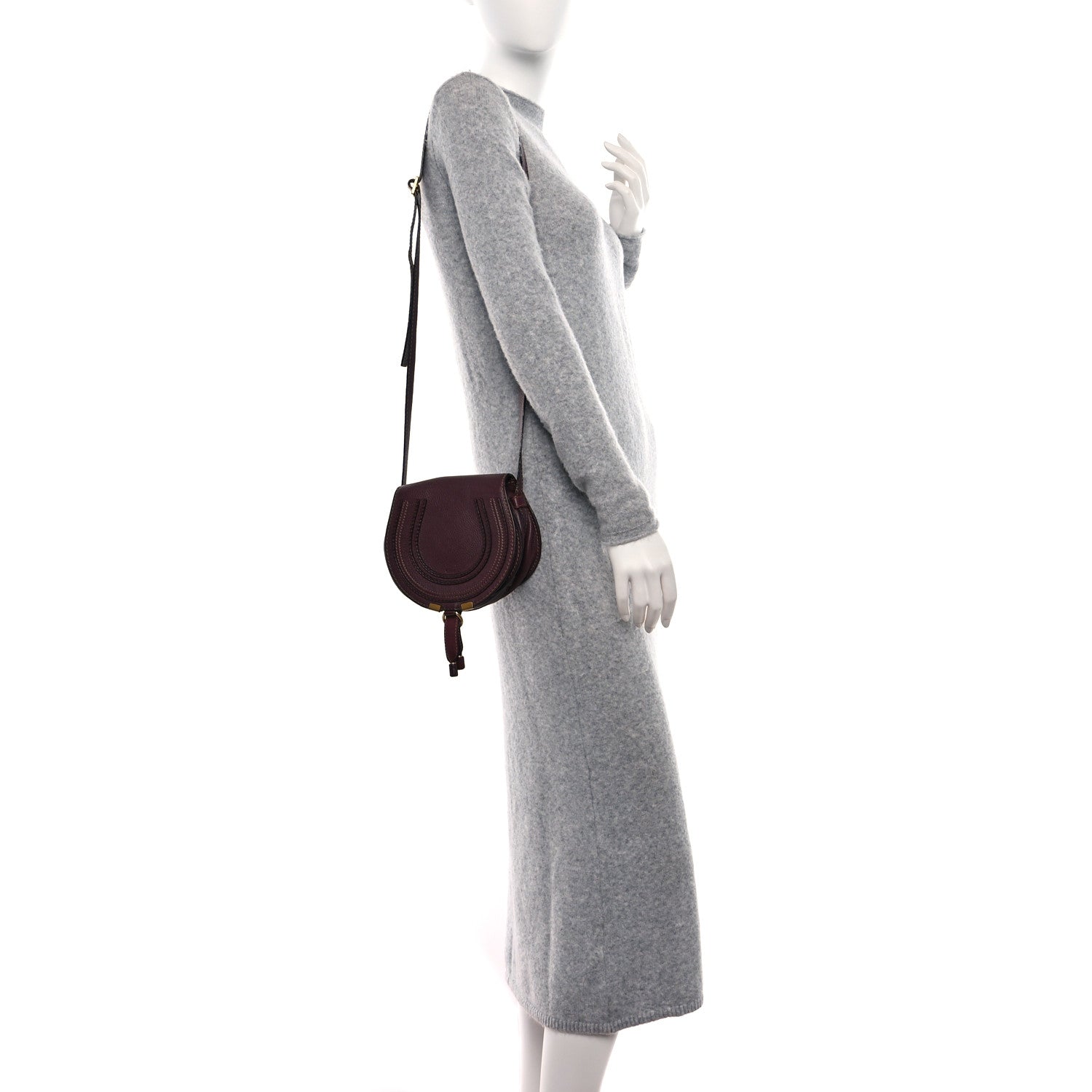 Chloe Grained Calfskin Small Marcie Saddle Bag Wild Purple 2 of 10