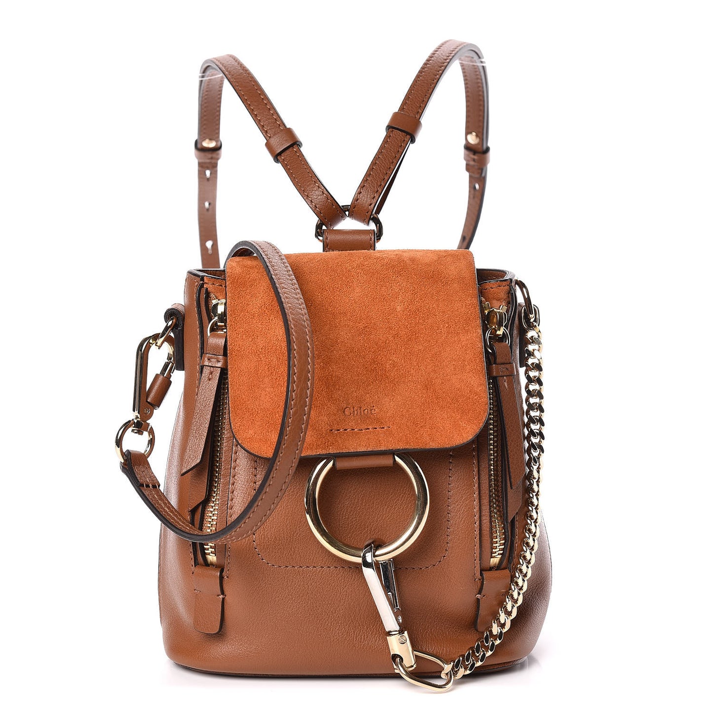 Suede Calfskin Mini Faye Backpack Tan