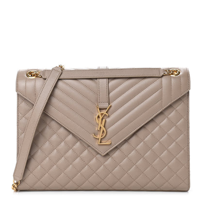 Saint Laurent Grain De Poudre Large Tri-Quilt Monogram Satchel Dark Beige 1 of 4