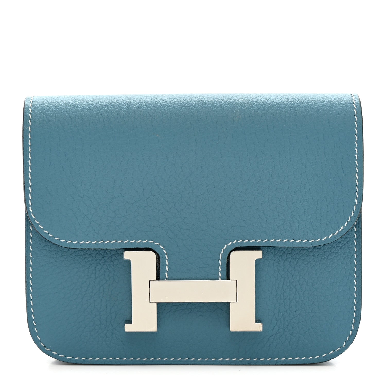 Hermes Evercolor Constance Slim Wallet Blue Jean 1 of 9