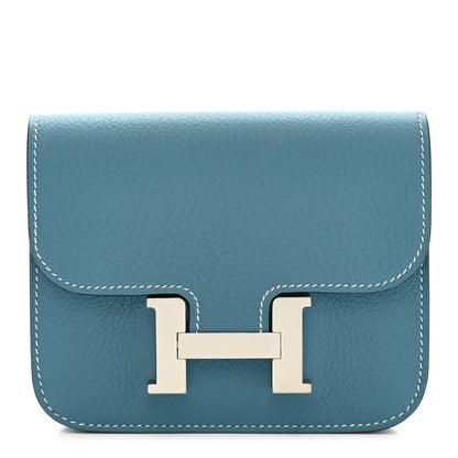 Hermes Evercolor Constance Slim Wallet Blue Jean 1 of 9