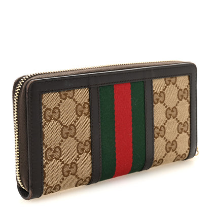 Gucci Monogram Web Rania Zip Around Wallet Beige Ebony Coco 3 of 9