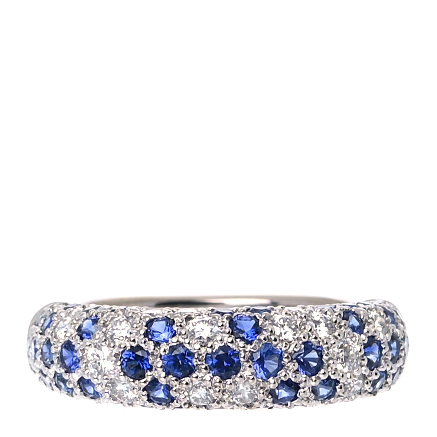 18K White Gold Diamond Sapphire 6mm Mimi Ring 53 6.5