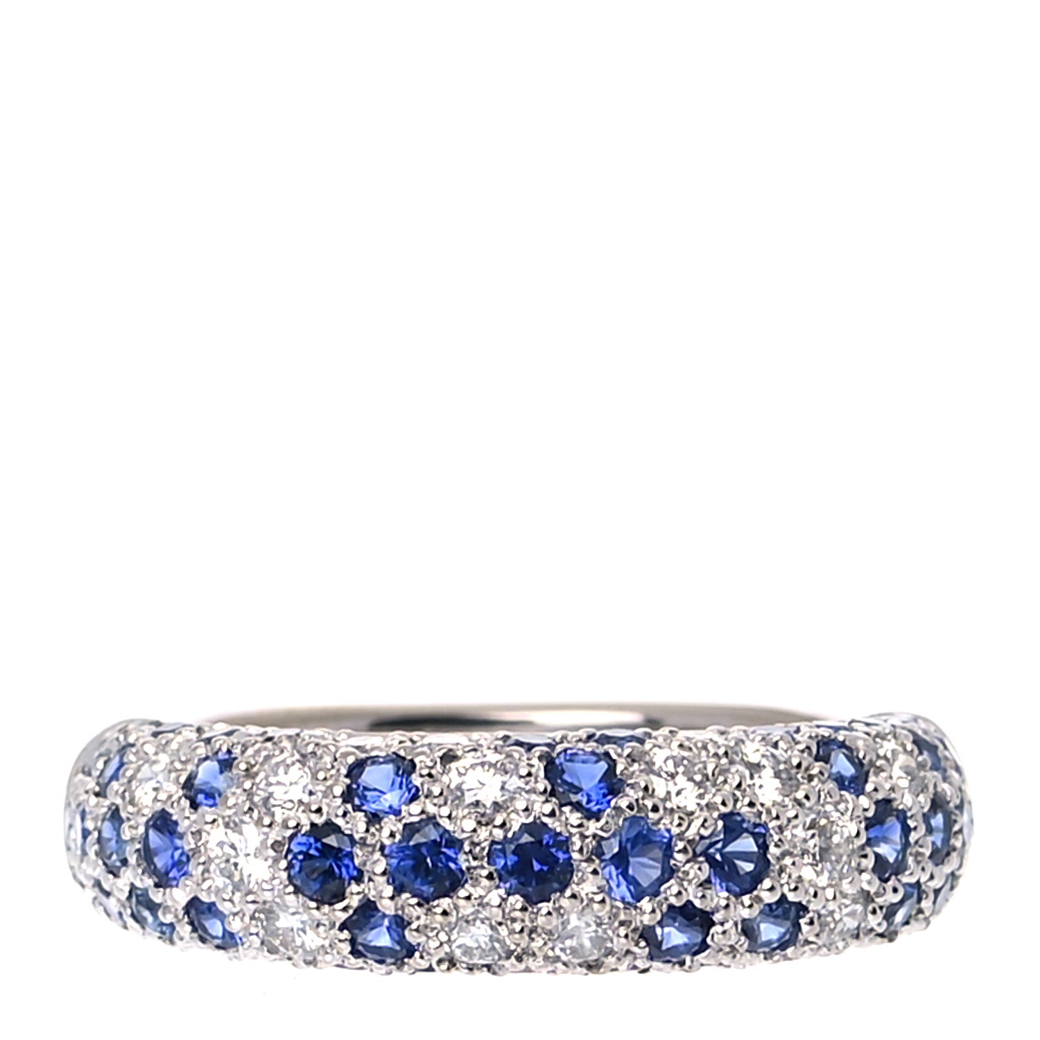 Cartier 18K White Gold Diamond Sapphire 6mm Mimi Ring 53 6.5 1 of 4