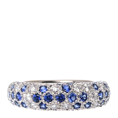 Cartier 18K White Gold Diamond Sapphire 6mm Mimi Ring 53 6.5 1 of 4