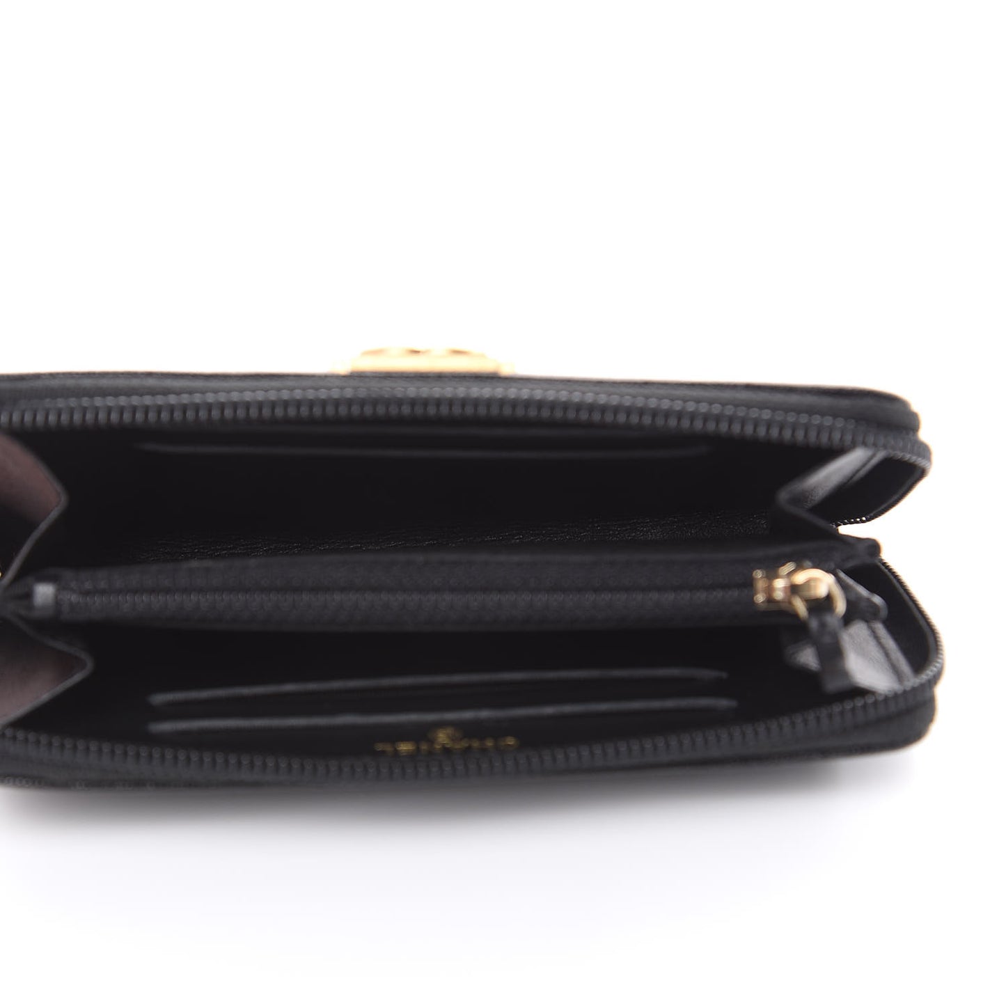 Caviar Quilted Small Boy Zip Around Wallet Black