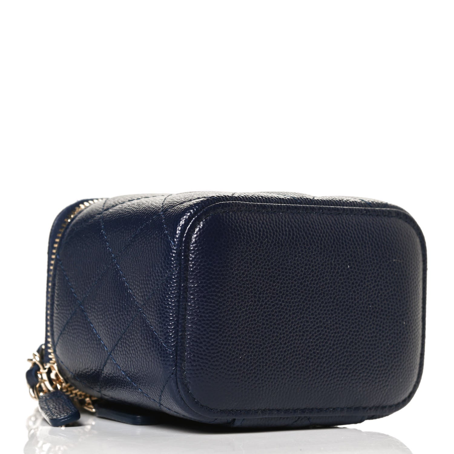 Chanel Caviar Quilted Mini Vanity Case With Chain Navy Blue 4 of 13