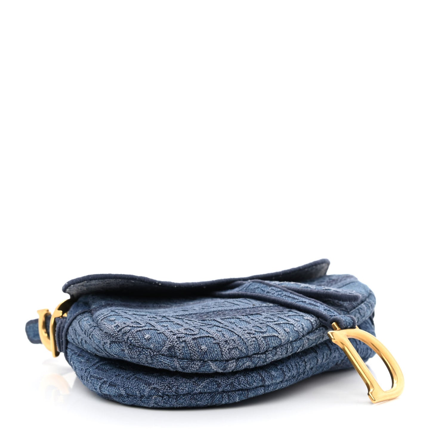 Oblique Embroidered Saddle Bag Denim Blue