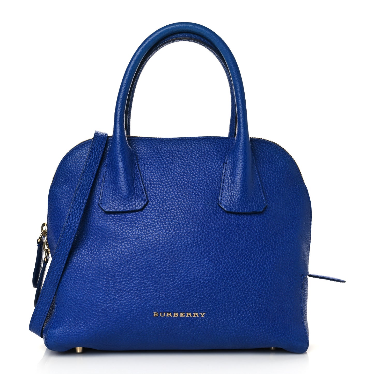 London Grainy Calfskin Small Greenwood Bowling Bag Brilliant Blue