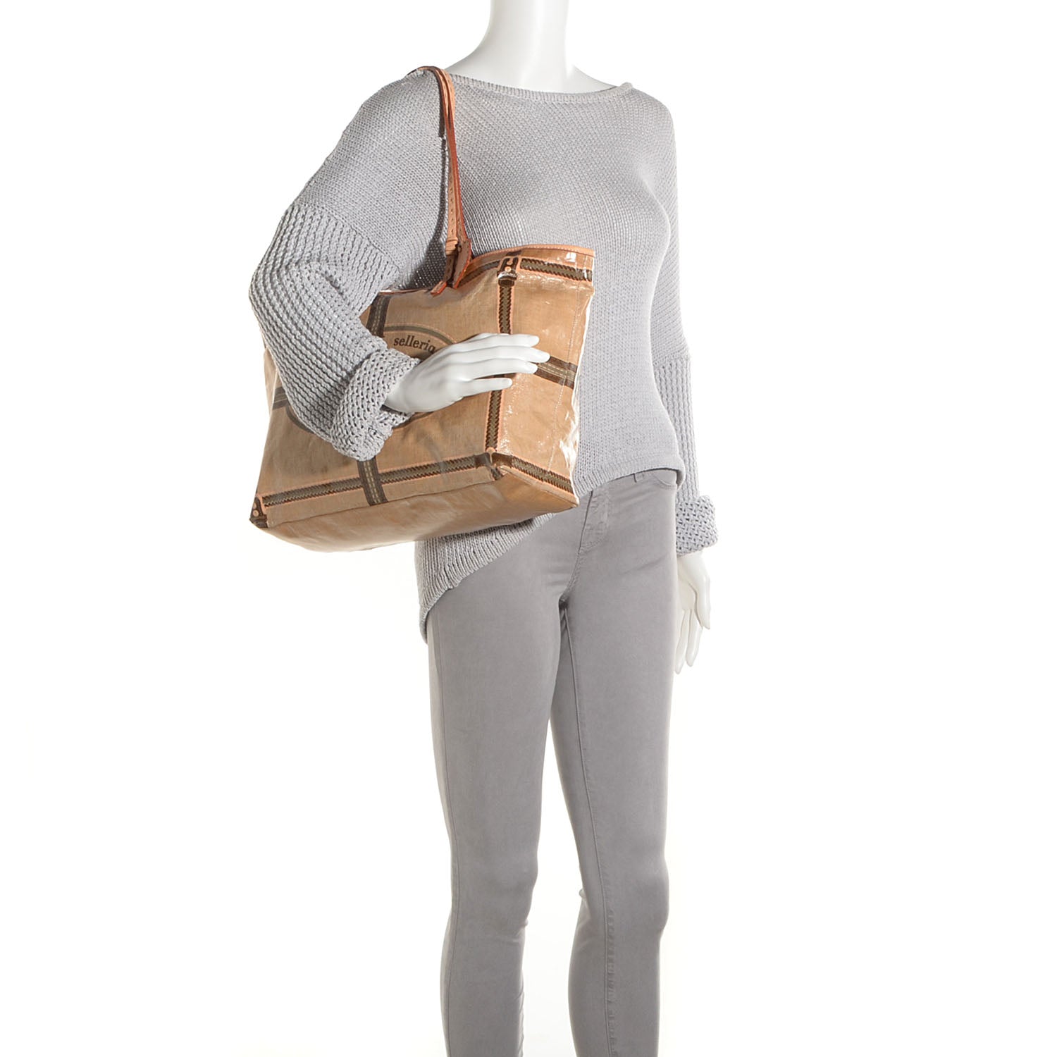 Fendi Coated Canvas Calfskin Romano Selleria Borghese Roll Tote 2 of 9