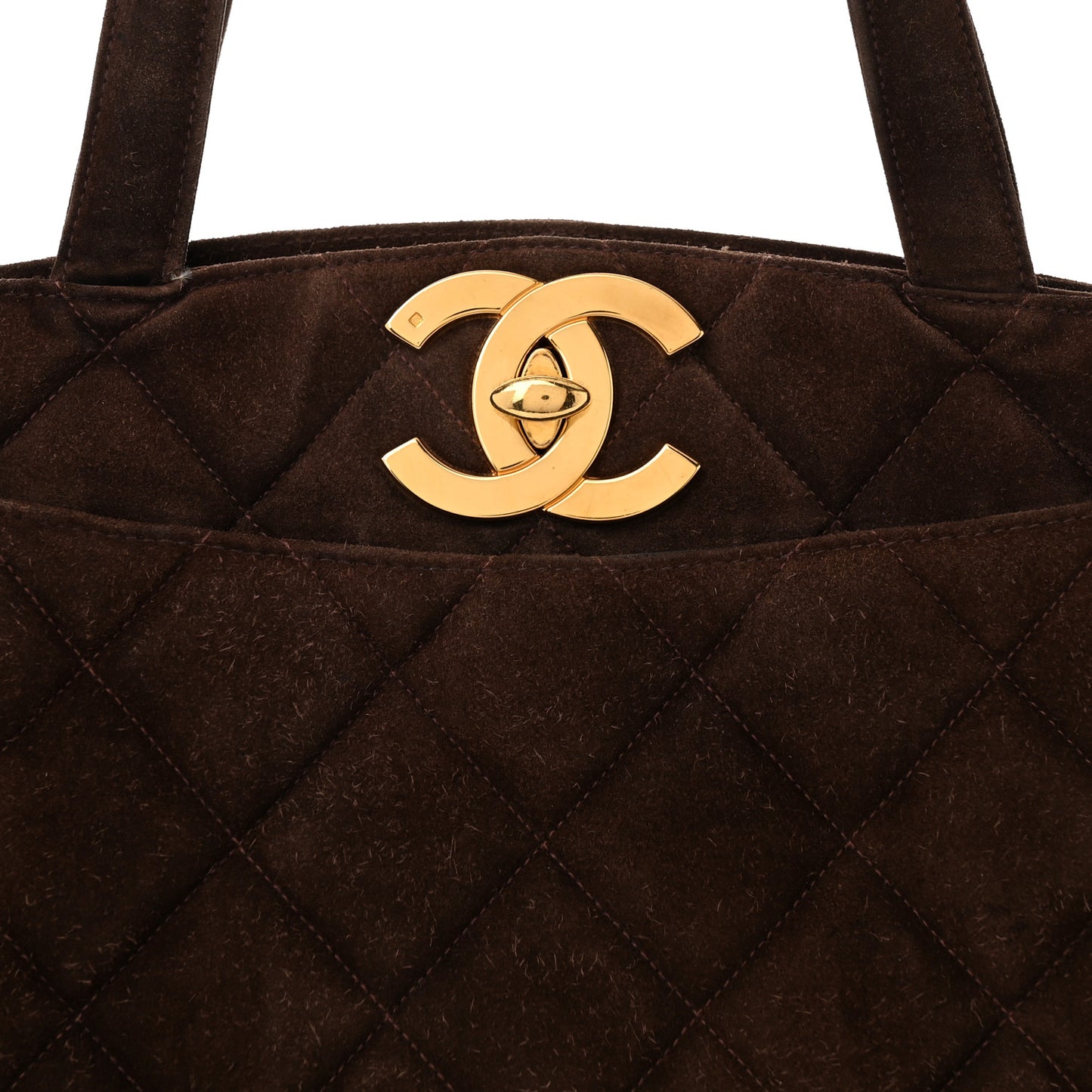 Suede Quilted Tote Tote Brown