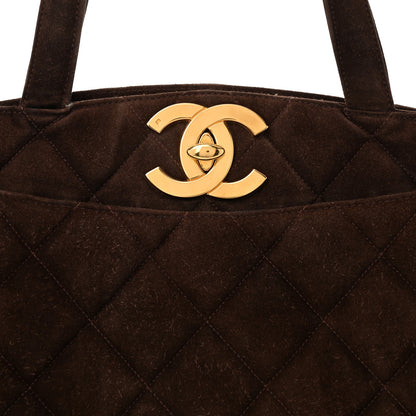 Chanel Suede Quilted Tote Tote Brown 9 of 11