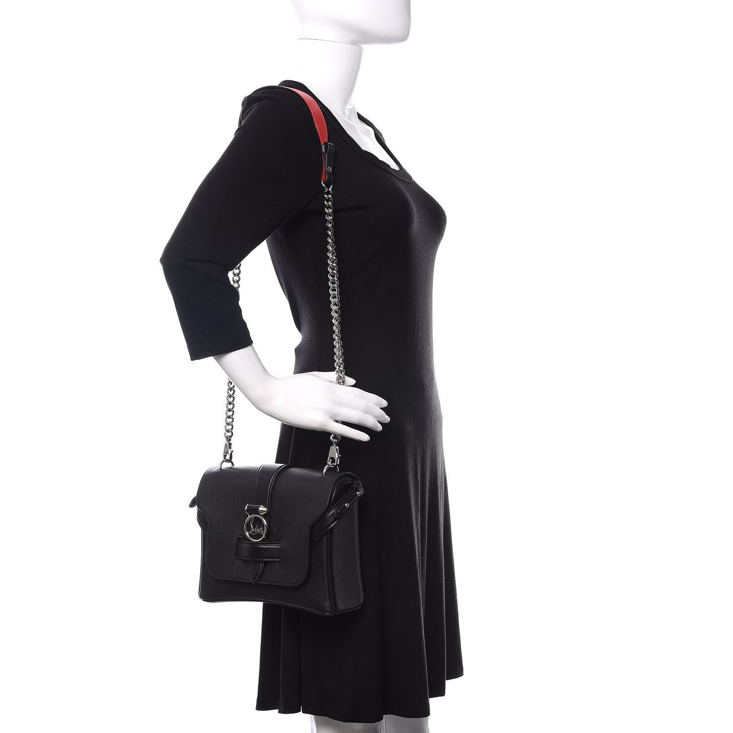 Pebbled Calfskin Small Rubylou Shoulder Bag Black