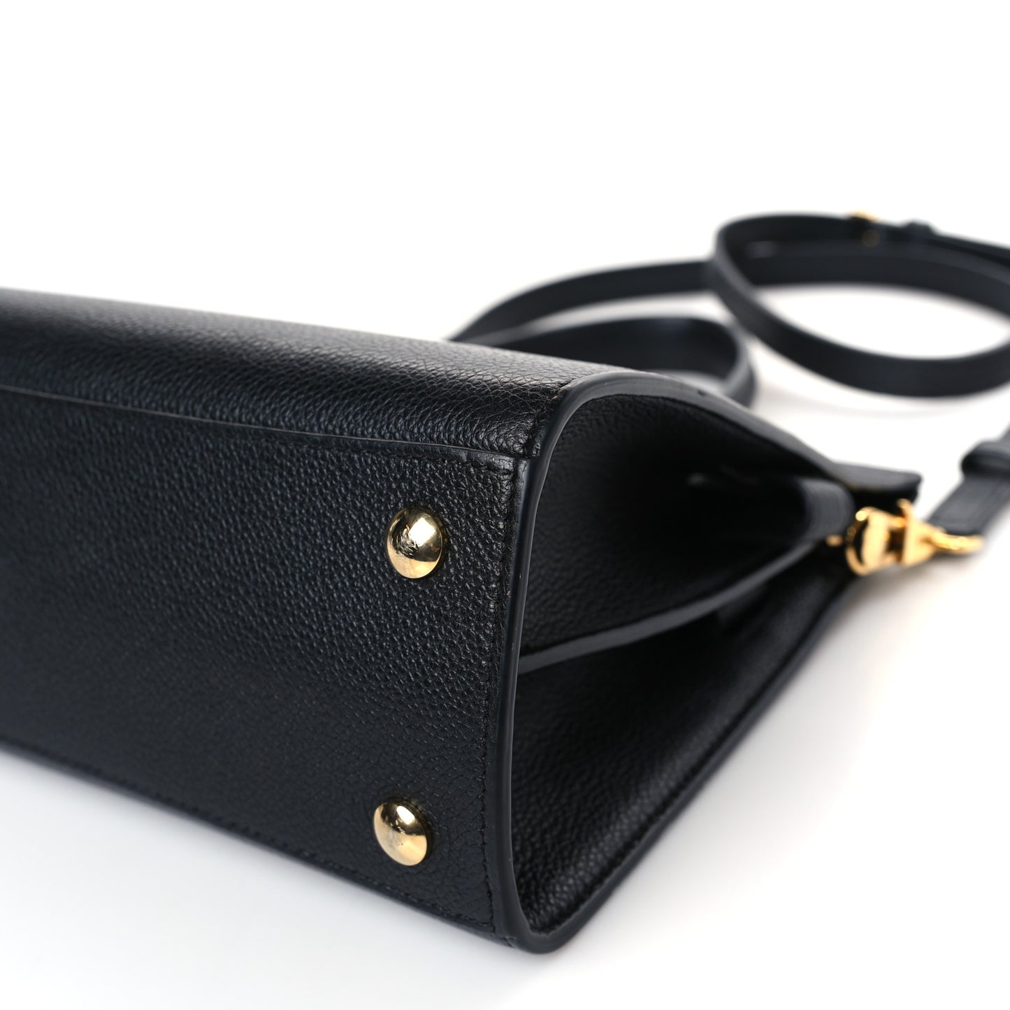 Grainy Calfskin Mini Two Handle Title Bag Black