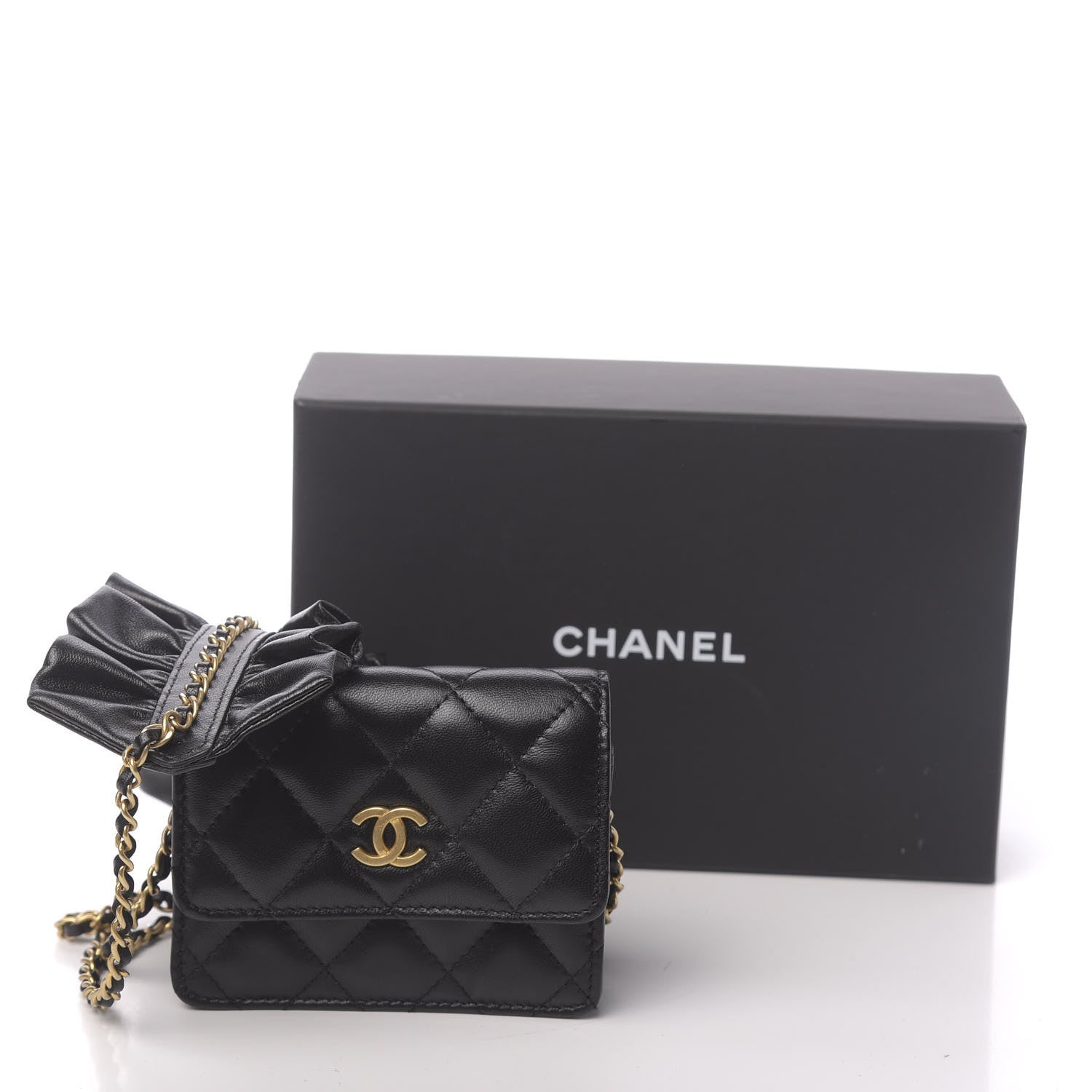 Chanel Lambskin Quilted Romance Clutch With Chain Black 12 of 12