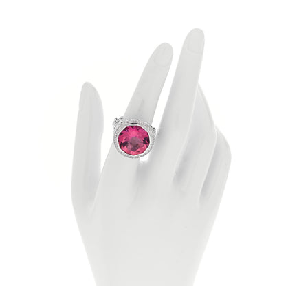 John Hardy 18K Yellow Gold Sterling Silver Pink Topaz Diamond Batu Sari Ring 54 7 2 of 5