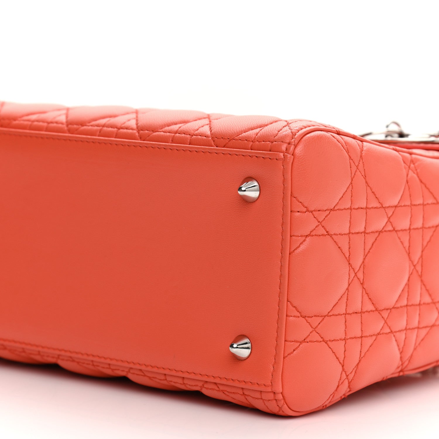 Christian Dior Lambskin Cannage Medium Lady Dior Coral 9 of 10