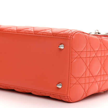Christian Dior Lambskin Cannage Medium Lady Dior Coral 9 of 10