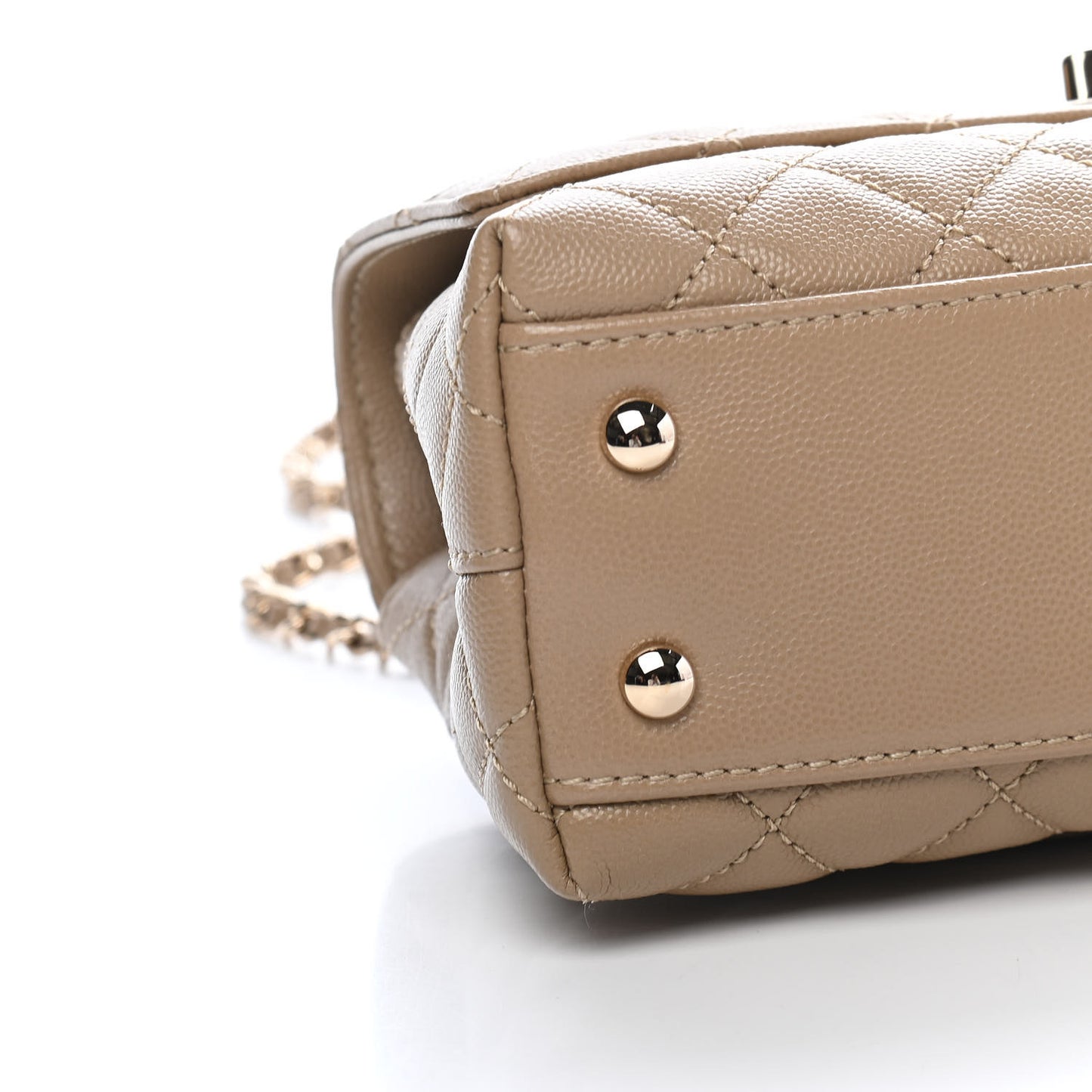 Caviar Lizard Embossed Quilted Mini Coco Handle Flap Dark Beige