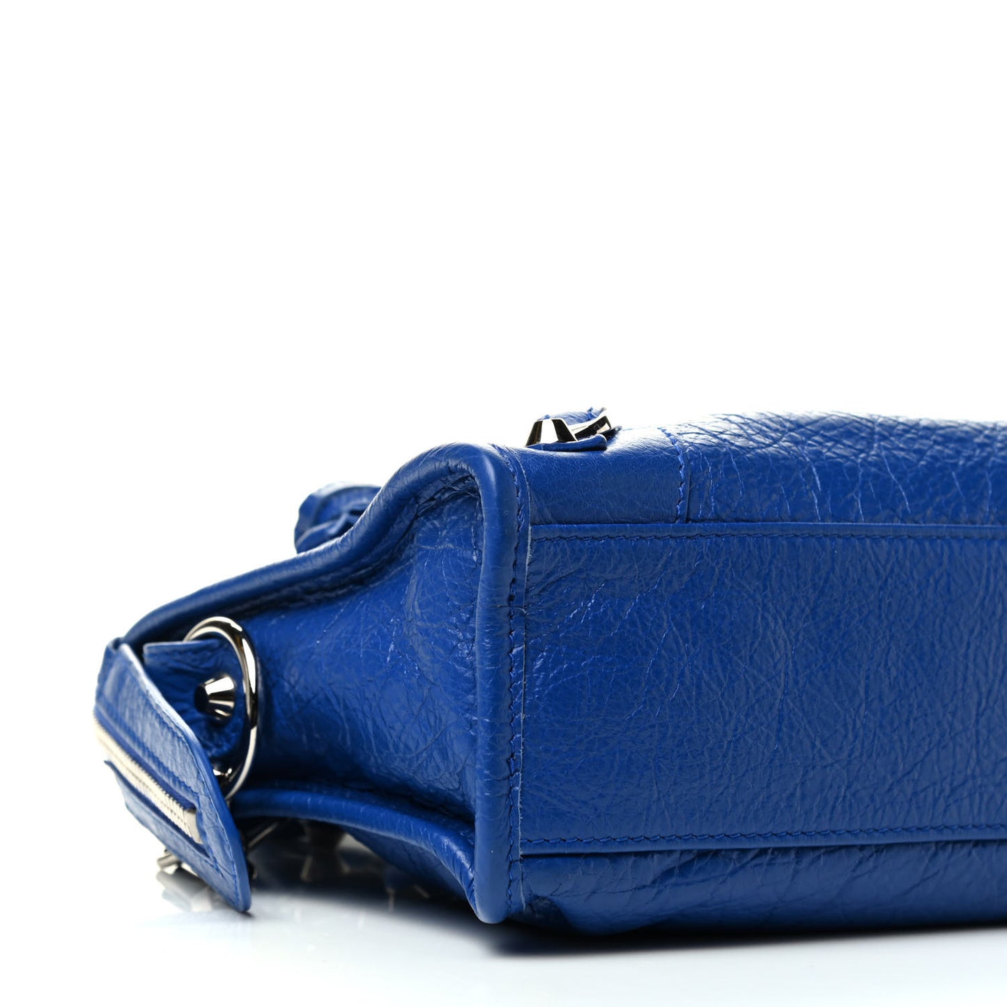 Agneau Classic Silver Hardware Mini City Logo Strap Bleu Electric Black